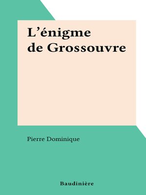 cover image of L'énigme de Grossouvre